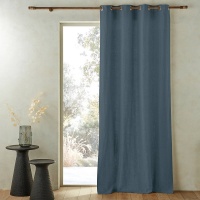 Штора Из стираного льна на подкладке с люверсами Private 140 x 260 см синий AM.PM  фото, kupilegko.ru